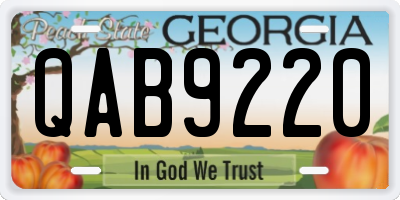GA license plate QAB9220