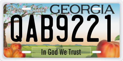 GA license plate QAB9221