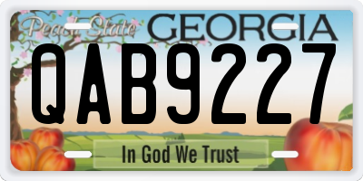 GA license plate QAB9227