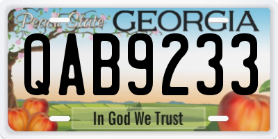GA license plate QAB9233