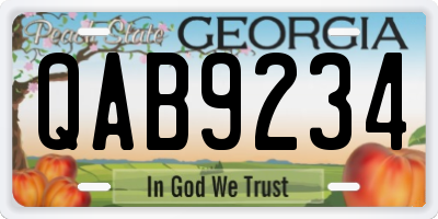 GA license plate QAB9234