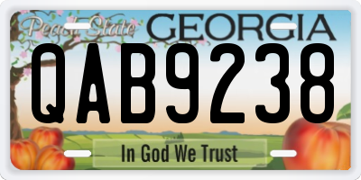 GA license plate QAB9238