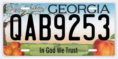 GA license plate QAB9253