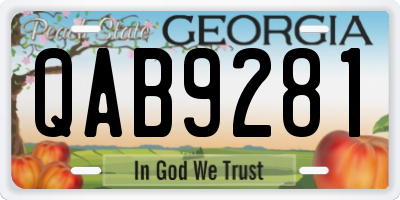 GA license plate QAB9281
