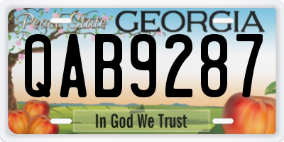 GA license plate QAB9287