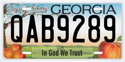 GA license plate QAB9289