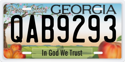 GA license plate QAB9293