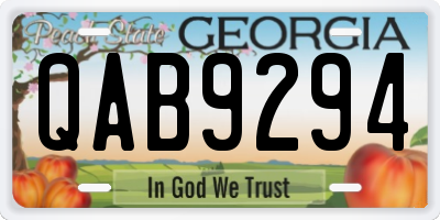 GA license plate QAB9294