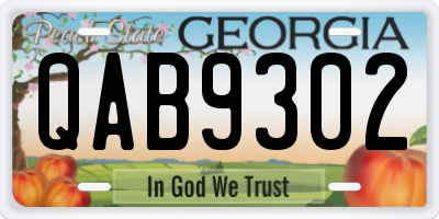 GA license plate QAB9302