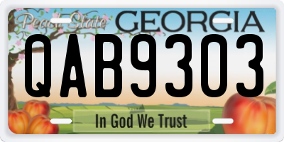 GA license plate QAB9303