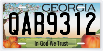GA license plate QAB9312