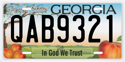 GA license plate QAB9321