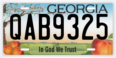 GA license plate QAB9325