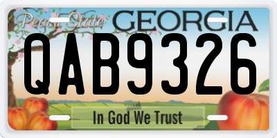 GA license plate QAB9326