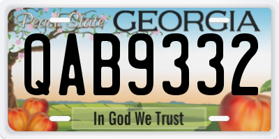 GA license plate QAB9332