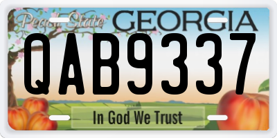 GA license plate QAB9337
