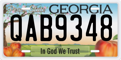 GA license plate QAB9348