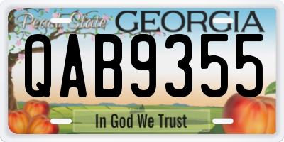GA license plate QAB9355