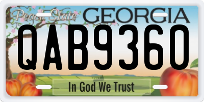 GA license plate QAB9360