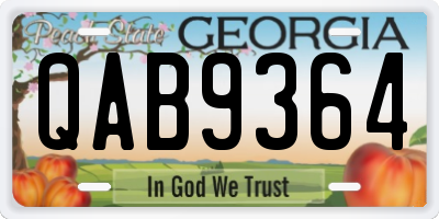 GA license plate QAB9364