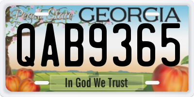 GA license plate QAB9365