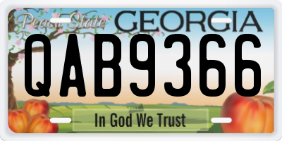 GA license plate QAB9366