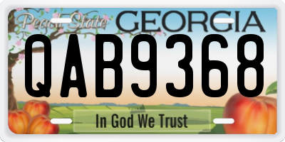 GA license plate QAB9368