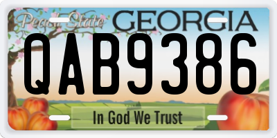 GA license plate QAB9386