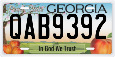 GA license plate QAB9392