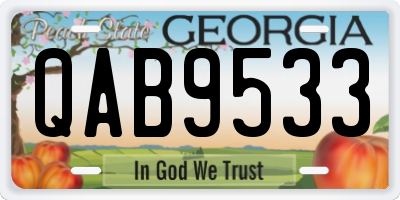GA license plate QAB9533