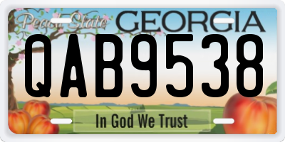 GA license plate QAB9538