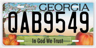 GA license plate QAB9549
