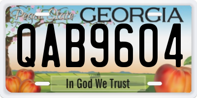 GA license plate QAB9604