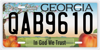 GA license plate QAB9610