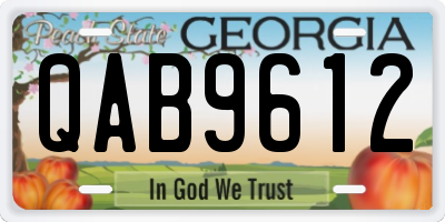 GA license plate QAB9612