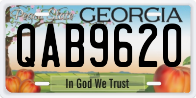 GA license plate QAB9620