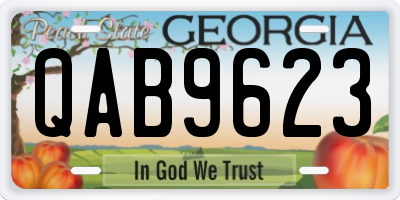 GA license plate QAB9623