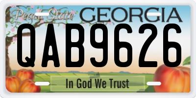 GA license plate QAB9626