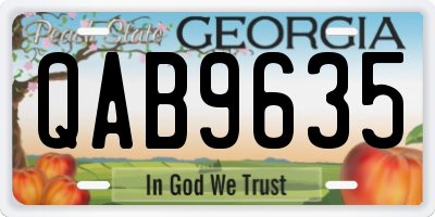GA license plate QAB9635
