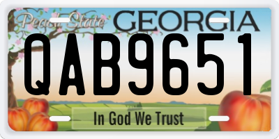 GA license plate QAB9651