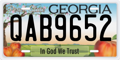 GA license plate QAB9652