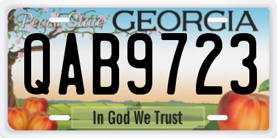 GA license plate QAB9723