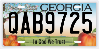 GA license plate QAB9725