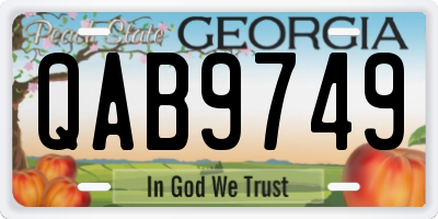 GA license plate QAB9749
