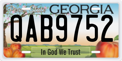 GA license plate QAB9752