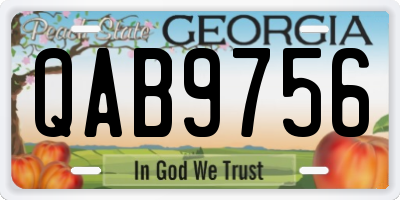 GA license plate QAB9756