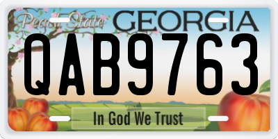 GA license plate QAB9763