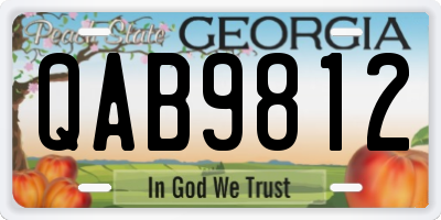GA license plate QAB9812