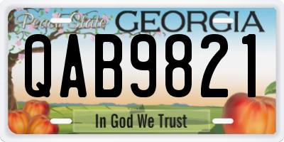 GA license plate QAB9821
