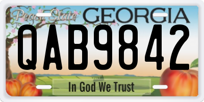 GA license plate QAB9842